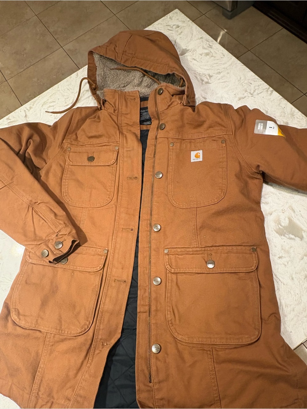 Carhartt Hooded Duck Canvas Field Coat in Brown